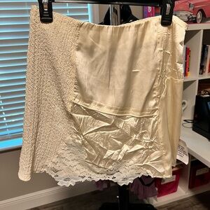 Topshop Cream Lace Panel Mini Skirt